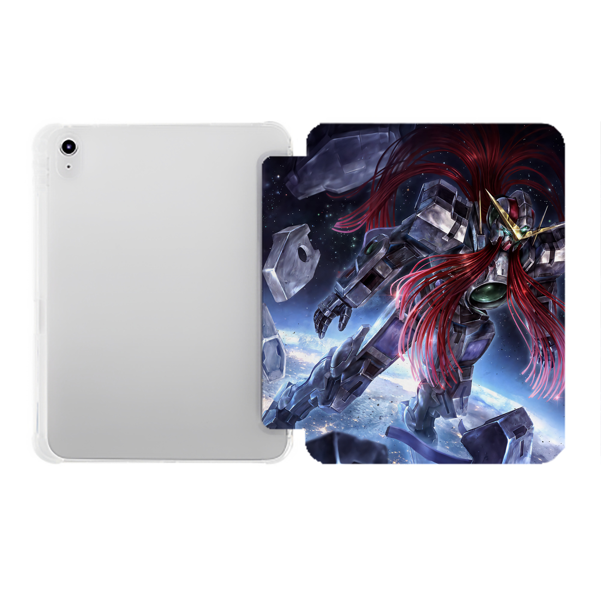 （画像用） 機動戦士ガンダム Mobile Suit Gundam IPad ケース ペン収納付き 三つ折りスタンド PUレザー×シリコン 対応機種9.5/10.5/10.9インチ
